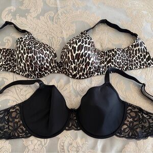 Wacoal Black Lace underwire Bra and Vanity Fair Leopard underwire Bra
